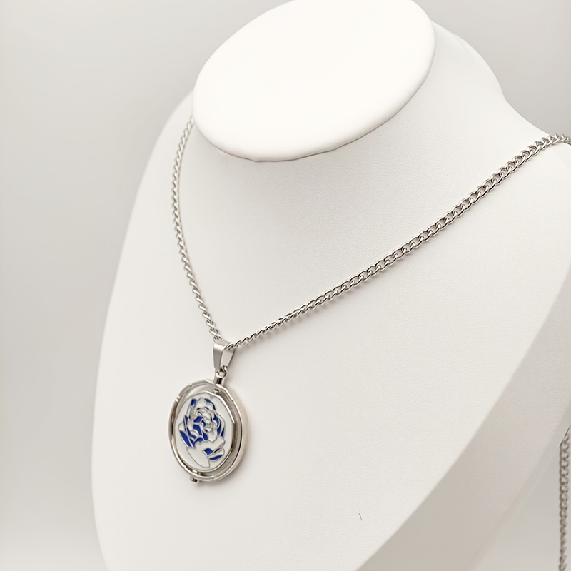 Double-Sided Rose Stainless Steel Chain Pendant Necklace